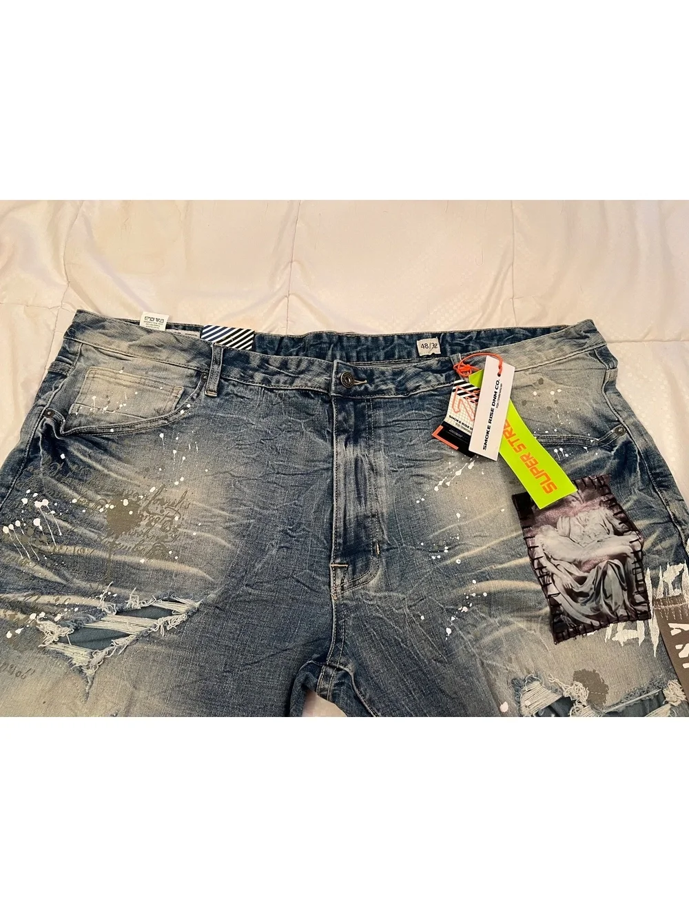 NEW Y2K Smoke Rise 48”x32” distressed jeans graffiti writing